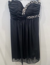 Blondie Nites by Stacy Sklar Black Short Dress Rhinestones Flowy Bottom Size 5
