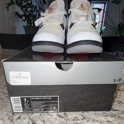 Jordan Air Jordan 4 Retro GS White/Black/Cement Grey Leather Basketball 7Y/ 2011