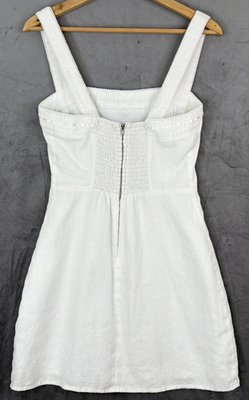Reformation Elana White Linen Mini Dress Square Neck Lined Ruched Size 4 |  eBay