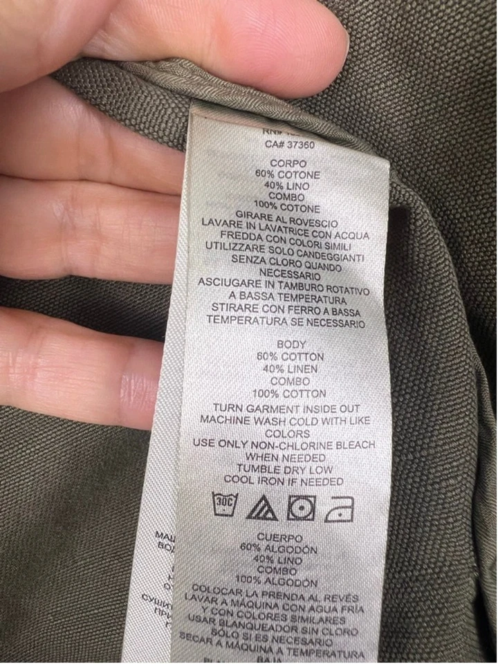 Armani Exchange Men’s Olive Green Cotton Linen Blazer Jacket Size L Casual Sport - Image 4 of 4