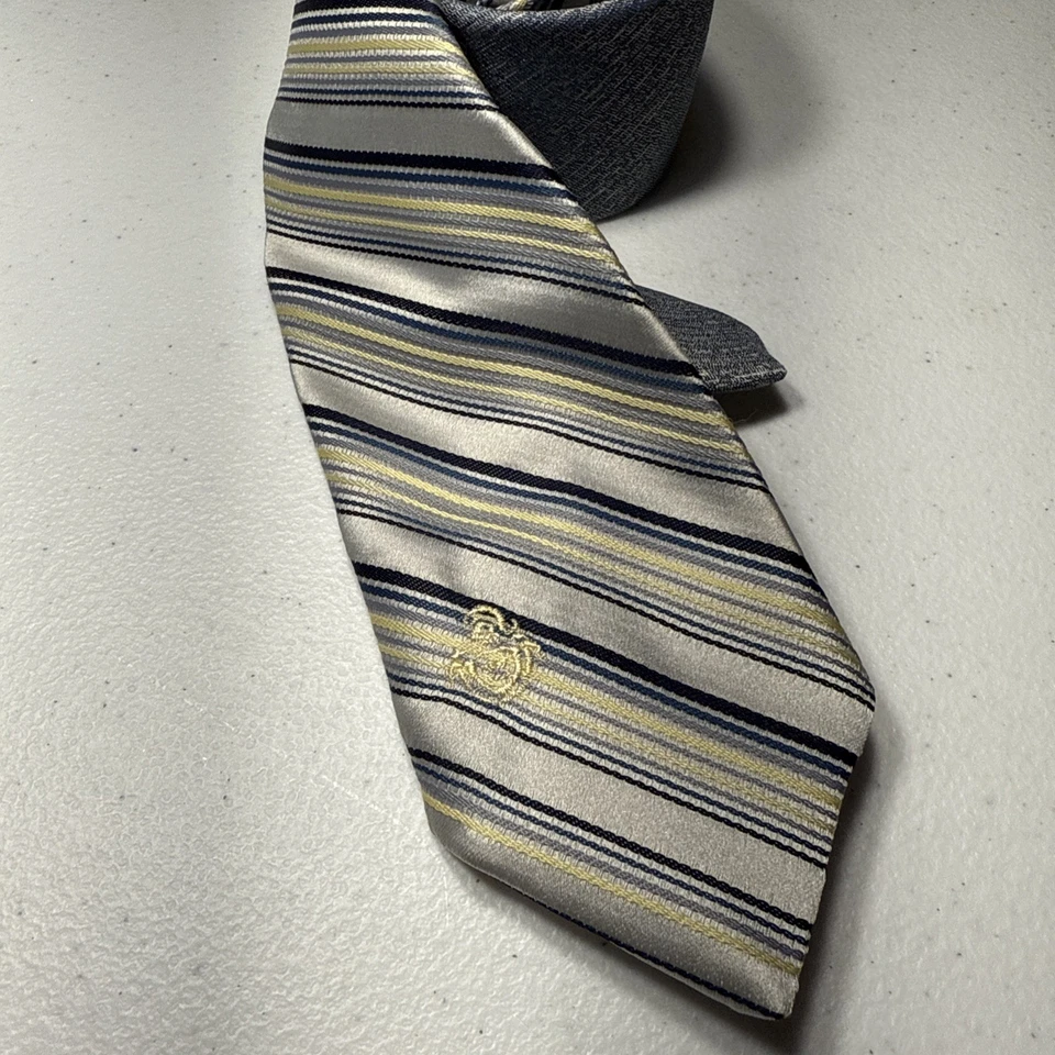 Corbata Via Re Para Hombre Poliéster Rayas Plata Diseño Icono Excelente Estado Foto 2 de 4