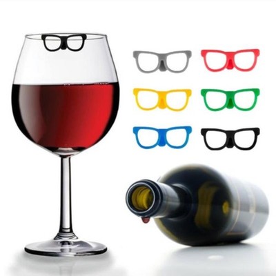 6Pcs Silicone Glasses Shaped Wine Glass Marker Drinking Cup Identifier Goble JI