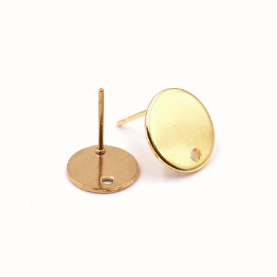 30PCS Stainless Steel Stud Earrings Component 10mm CES17-Gold-10mm
