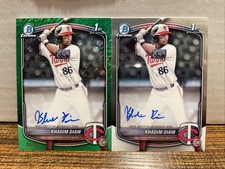 2025 Bowman Chrome Khadim Diaw Green Shimmer Auto /99 + Base Auto - Twins