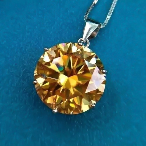 9.80 Ct Champagne Diamond Pendant 925 Silver Cyber Monday Gift for Wife - Picture 3 of 4