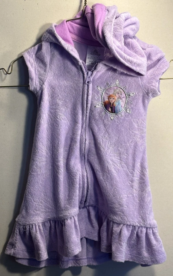 Disney Frozen Niñas Talla 3 Púrpura Capucha Cremallera Traje de Baño Cubierta Foto 2 de 4