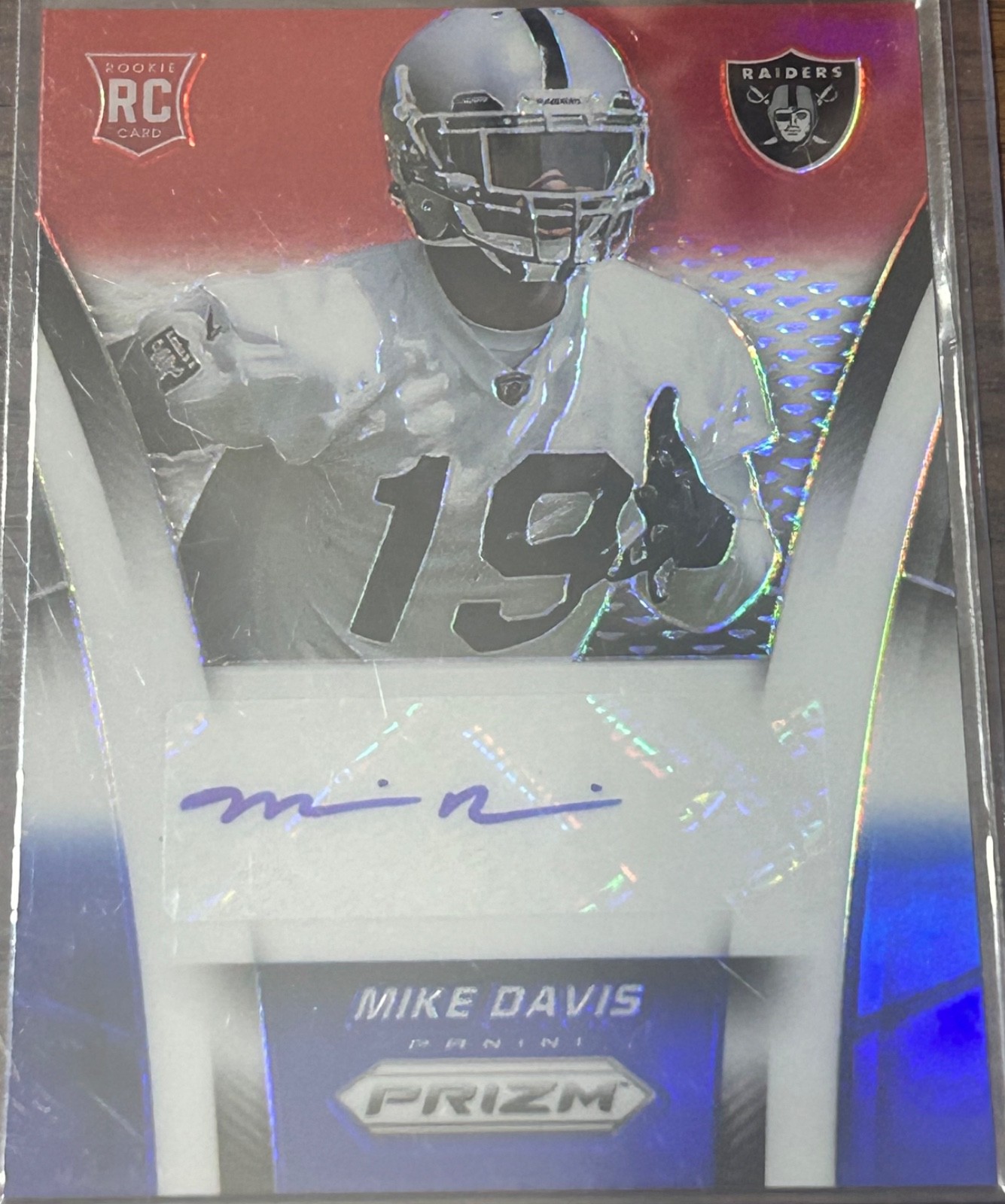 2014 Panini Prizm MIKE DAVIS RC #AR-MD 🔥 Raiders 🔥 Red White Blue Auto * /100