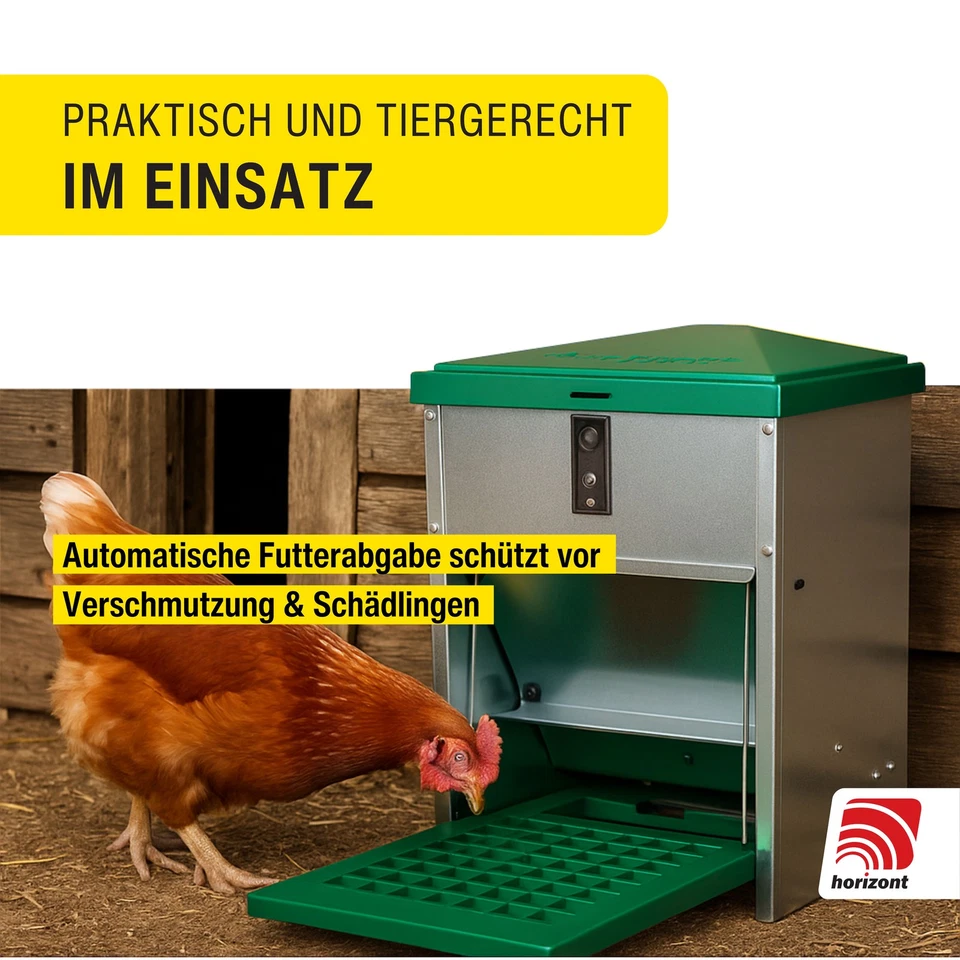 Futterautomat Hühner Geflügelfutterautomat mit Trittklappe verzinktes Metall 5kg - Bild 2 von 4