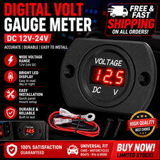 DC 12V-24V LED Digital Voltmeter Gauge Car Motorcycle Boat Battery Voltage Meter