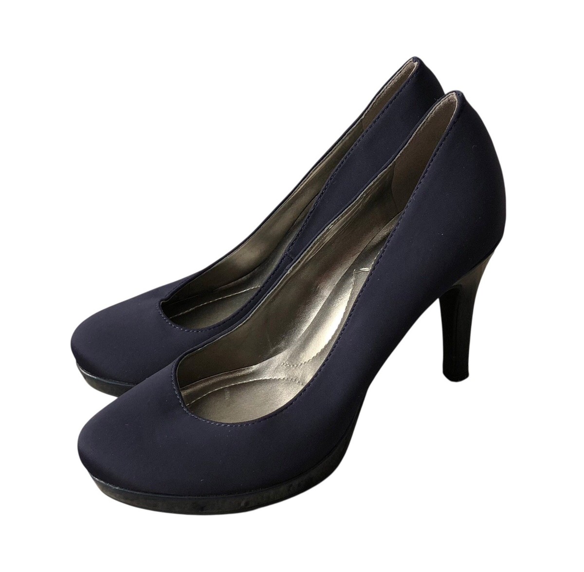 BANDOLINO Womens Size M Navy Blue Stiletto High Heels Slip On
