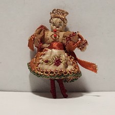 Vintage Rare Miniture Handmade Hungarian Doll Lace Fabric Embroidered 2½ Boudoir