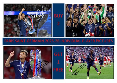 12666. Paris Saint-Germain PSG 2025-26 Signed Pictures A4 Prints CHOOSE PLAYERS