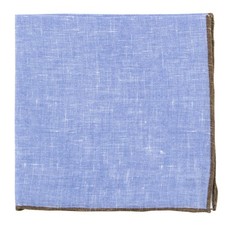 Fiori Di Lusso Blue Solid Linen Pocket Square - 12 3/8" x 12 3/8" 808