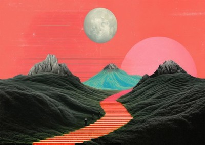 Surreales Landschaftswandbild Kosmische Bergszene Surrealismus Berg