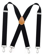 Suspenders For Men 1.4 Inch X Back Wide Suspender Heavy Duty Swivel Belt Black
