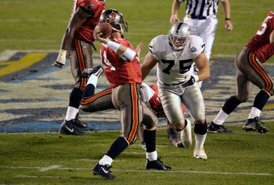 #ad Brad Johnson Tampa Bay Buccaneers looks to pass under pressure fro Old Photo AU $9.00