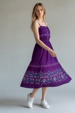 Vintage 70s Pretty Purple Ms Jones Dress No Tags Sheer- Sleeveless -pullover