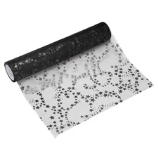 Black Table Runner Roll, 11" x 9 Feet Sequin Foil Metallic Table Runner