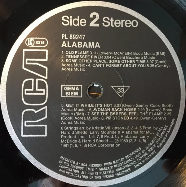 Alabama - Alabama Vinyl LP (LP Record, Compilation) - Image 4 of 4