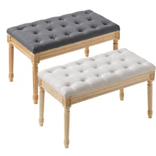 16" Upholstered Bench Ottoman Bench for Entryway Dining Room Gray/Beige