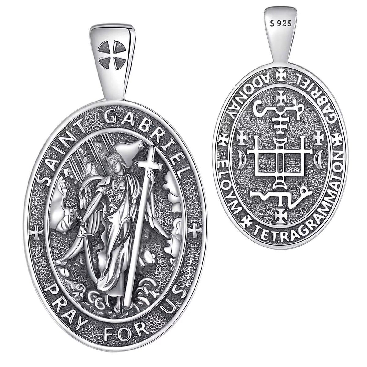 925 Sterling Silver Two-Sided Saint Gabriel Necklace | eBay
