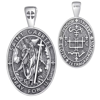 925 Sterling Silver Two-Sided Saint Gabriel Necklace | eBay
