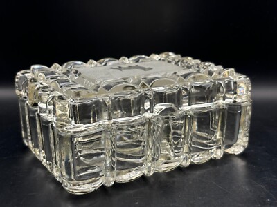 Vintage HEAVY Crystal CIGARETTE BOX or Playing Card Box Scottie Dog -- Flaws!
