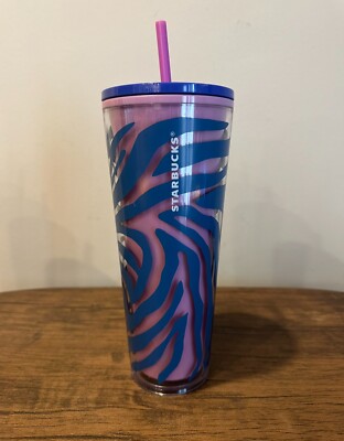 2021 Starbucks Blue & Purple Zebra Print Cold Cup Summer Tumbler Venti 24  oz | eBay