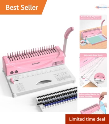 Binding Machine Metal 21-Hole with 100 Comb Bindings for Letter A4 A5 Paper