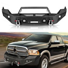 Fits 2013-2018 Ram 1500 Heavy Duty Front Bumper W D-rings Light Winch Plate