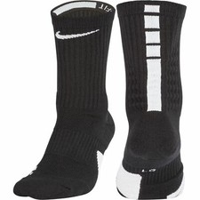 Nike Elite Basketball Socks Crew Black/White High Dri Fit Mens Pair