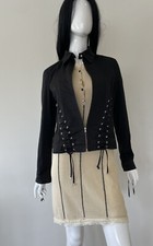 Gianfranco Ferre Jeans Designer Black Cotton Jean Jacket Laces Size S/m