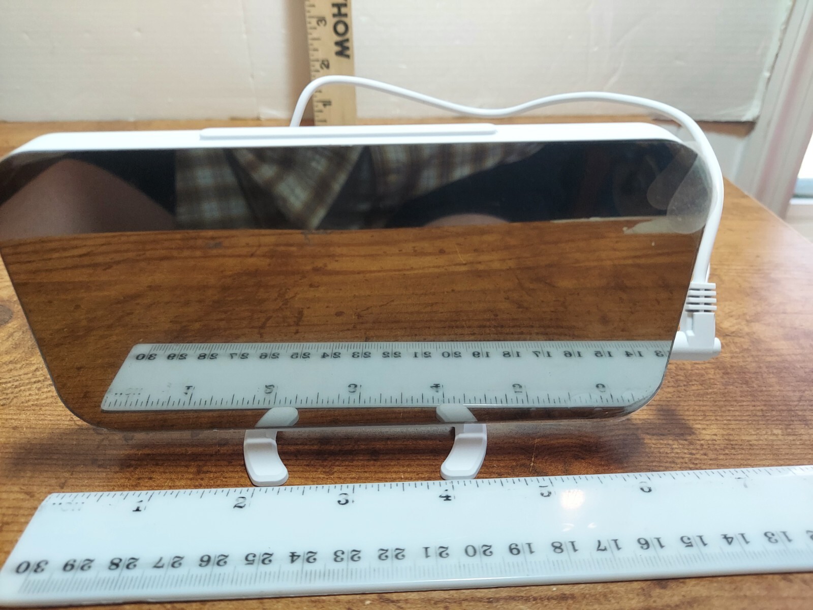 Alarm Clock Digital LED Display Battery Mirror USB Snooze 2 USB Charge Ports-image