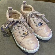 Girls Bebe Pink Pearl Leather Sneakers