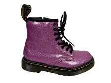 Dr Martens Combat Boots 1460 Glitter T Dark Pink Coated Glitter Toddler Size 8