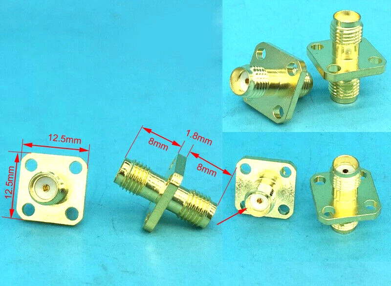 SMA Female/male Socket Chassis Panel Mount Bulkhead Adaptor Square Flange 4 Hole - Image 4 of 4