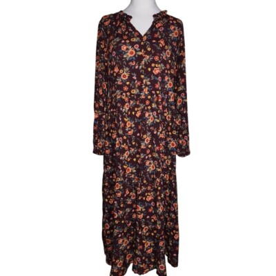 Old Navy Floral Maxi Dress Long Sleeve Casual Fall Cottagecore S