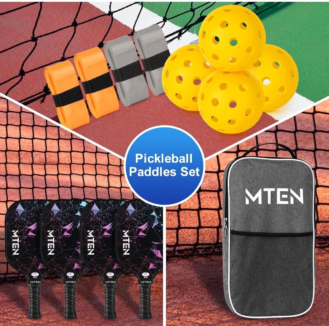 MTEN 4 Pickleball Paddles, USAPA Approved Fiberglass Surface