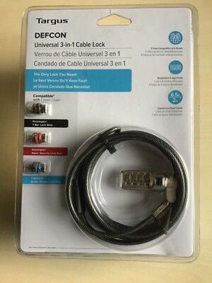 Targus Defcon Universal 3-in-1 Cable Lock, Notebook-/Laptopschloss, neu, ovp