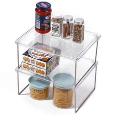 IVYHOME Pantry Organizer, Cabinet Storage Shelf Rack, Stackable Kitchen 