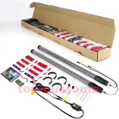 Thick Spiral LED Whip Flag Pole 4ft LED Buggy Whip Antenna Light Chasing  For UTV