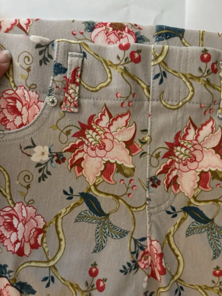 Mixit Leggings Jeggings Talla Mediana Gris Con Flores Boho Y2K Retro Lujo Elegante Foto 2 de 4