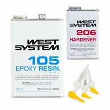 West System Epoxy Resin 105-B Slow Epoxy 206B Hardener & Mini Pump Set