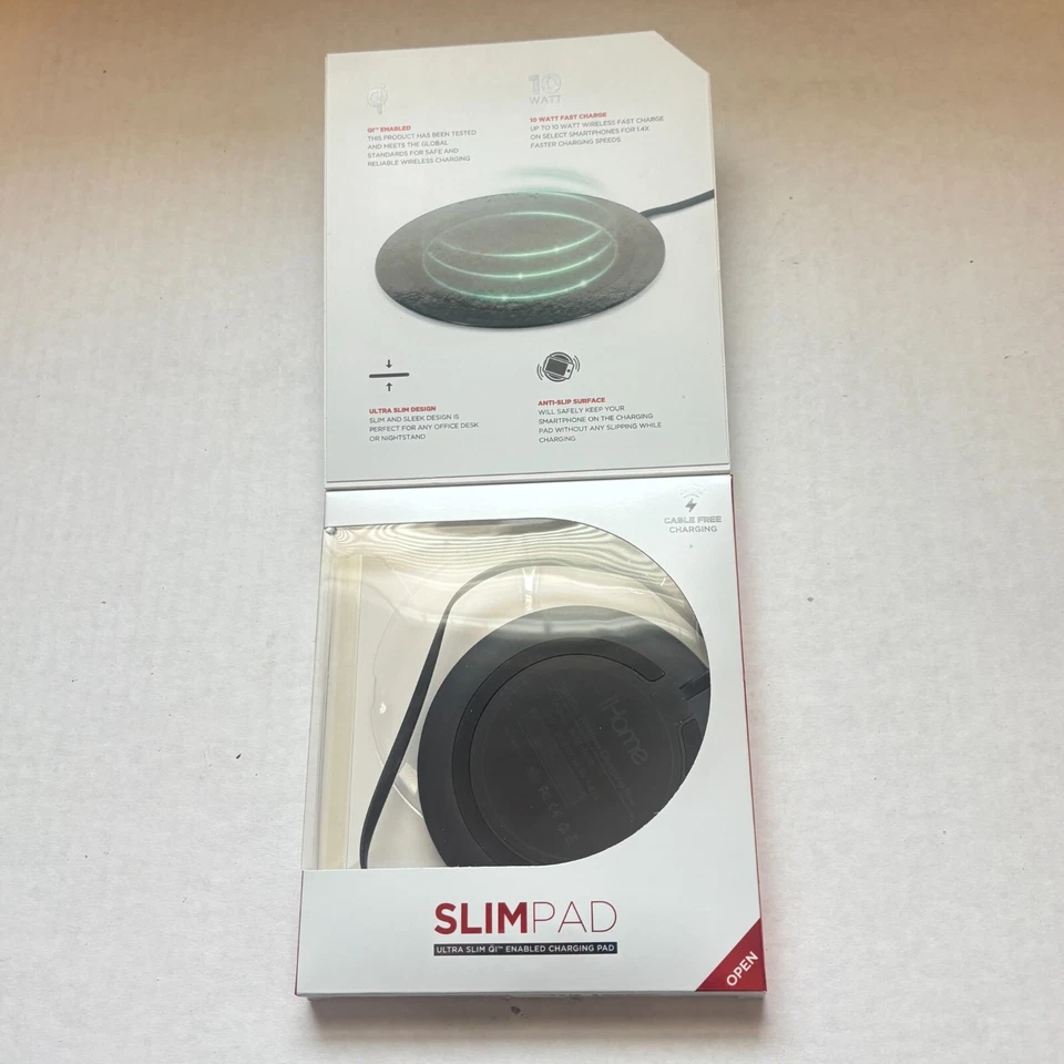 iHome беспроводной быстрый тонкий зарядное устройство 3A 10 Вт для iPhone и Android новый в коробке - Изображение 3 из 4