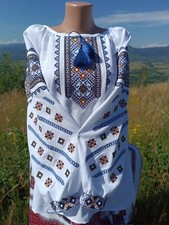 Blue embroidered blouse Ukrainian Vyshyvanka