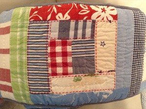 Pottery Barn Kids Aloha Madras Patchwork Bumper New Blue Hawaii