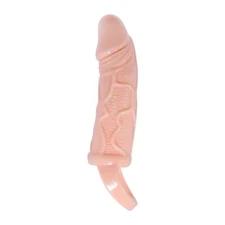 Extra 1" Penis Extender Sleeve with Ball Loop Reusable Condom 20% Girth 6.8"