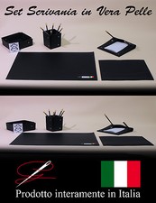 PREGIATO SET SCRIVANIA IN VERA PELLE - 5 PEZZI - IDEA REGALO - MADE IN ITALY