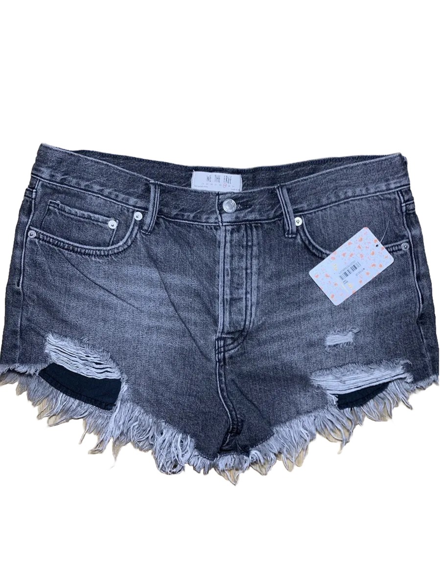 FREE PEOPLE Black Denim Shorts Daisy Duke Shorts Size 29 NWT