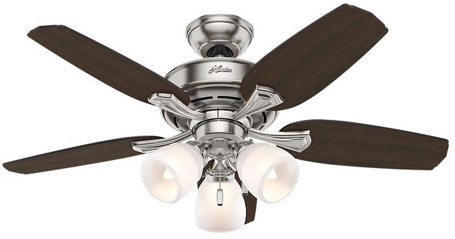 Ceiling Fan Hunter Channing Indoor Brushed Nickel Light Kit Channing 44 In Indoor Brushed Nickel Ceiling Fan With Light Home Décor Design